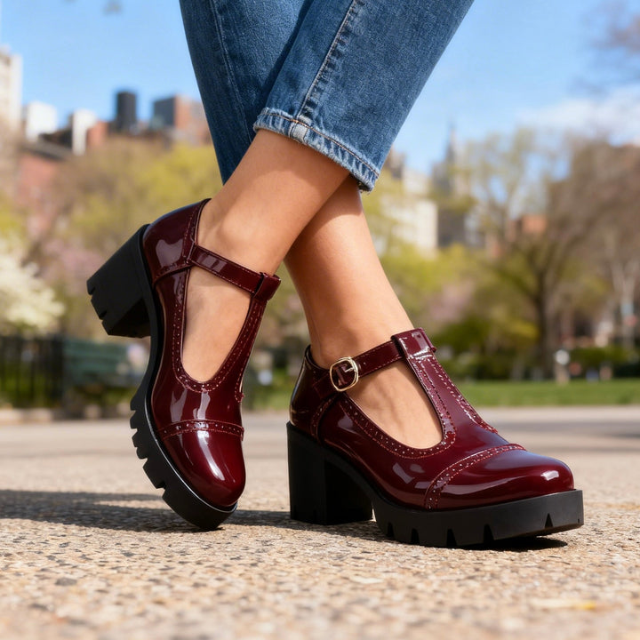 Zephyrine | Women's Shoes T-Strap Brogue Block Heel Vintage Style 1