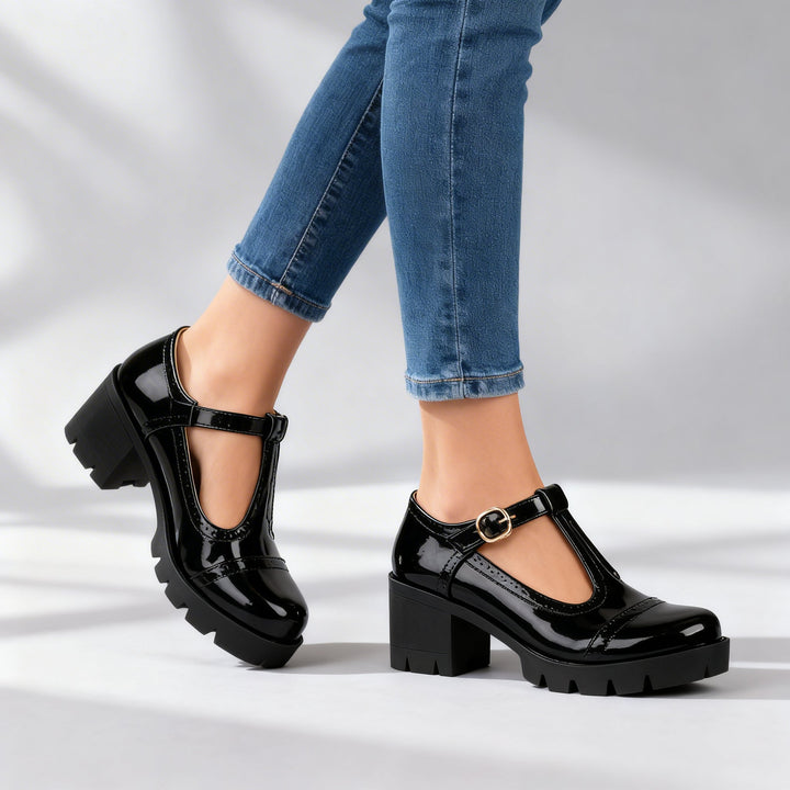 Zephyrine | Women's Shoes T-Strap Brogue Block Heel Vintage Style 4