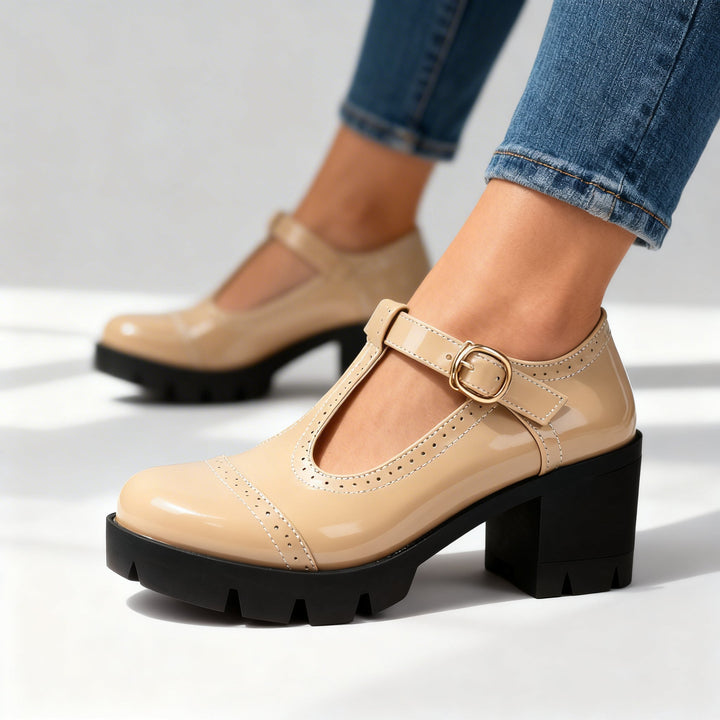 Zephyrine | Women's Shoes T-Strap Brogue Block Heel Vintage Style 5