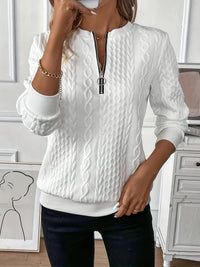Victoria | Cable-Knit Zip Sweater For Modern Elegance