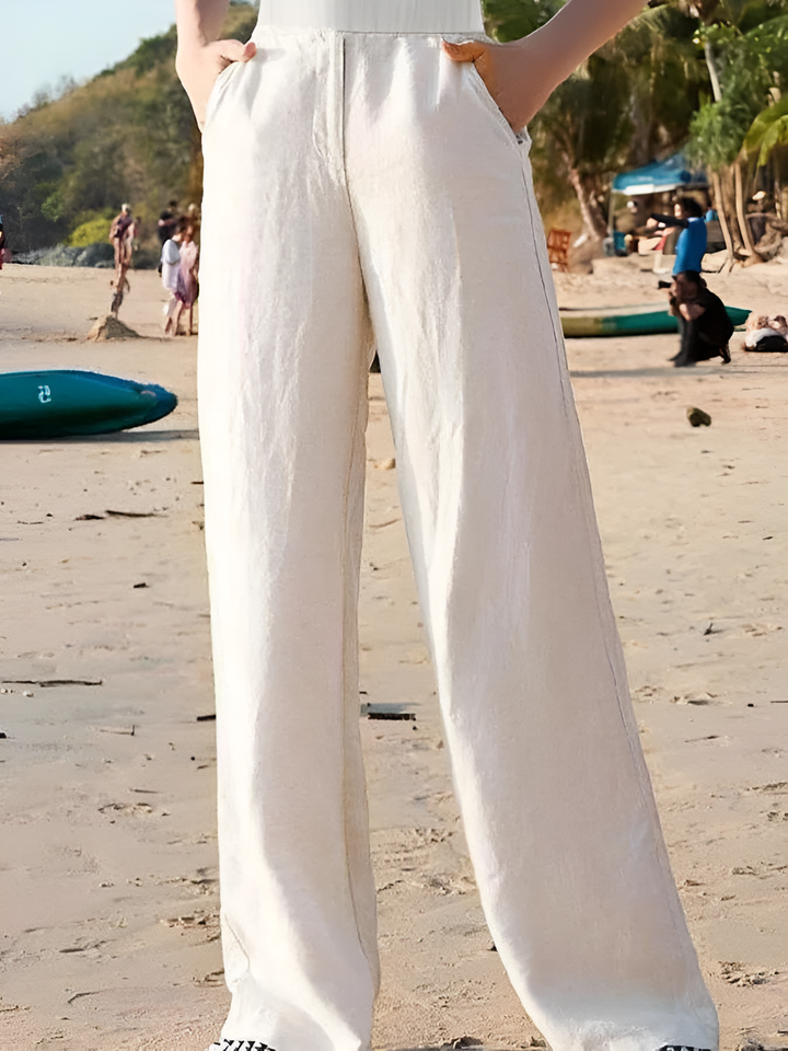 Evelyn | Pantaloni classici e freschi in puro lino a gamba larga
