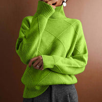 Emily | Textured Diamond Knit Turtleneck Sweater