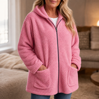 Mila | Giacca sherpa oversize morbida con cappuccio e chiusura a zip per un accogliente stile di tutti i giorni
