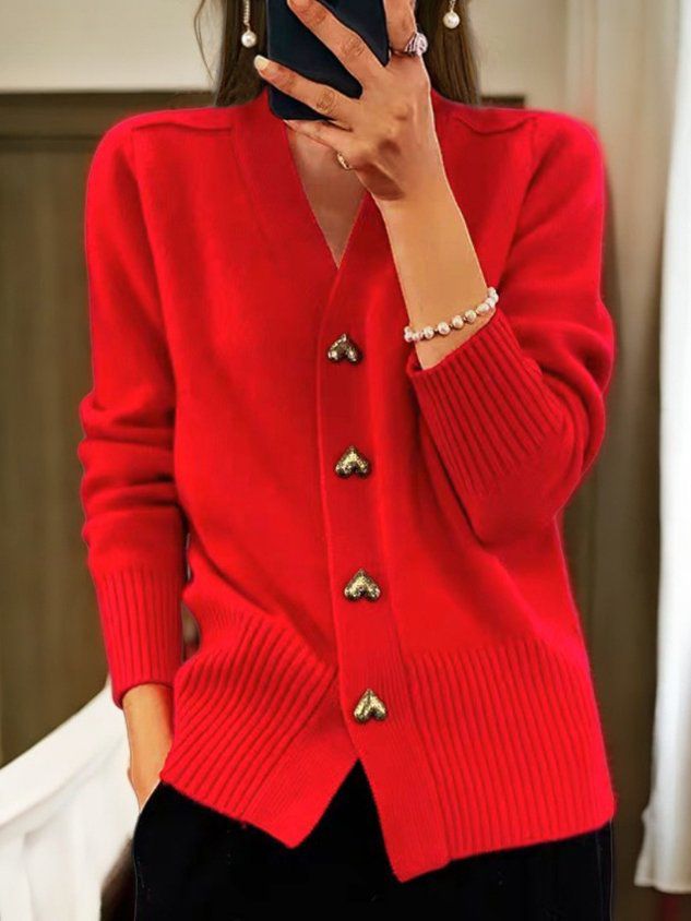 Sophie | Elegant And Chic Heart-Buttoned Knit Cardigan
