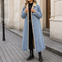 Amelia | Cappotto lungo in denim sherpa con fodera in morbido pile effetto teddy