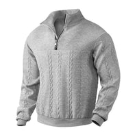 William | Klassischer Strickpullover mit Zopfmuster und Viertelreißverschluss