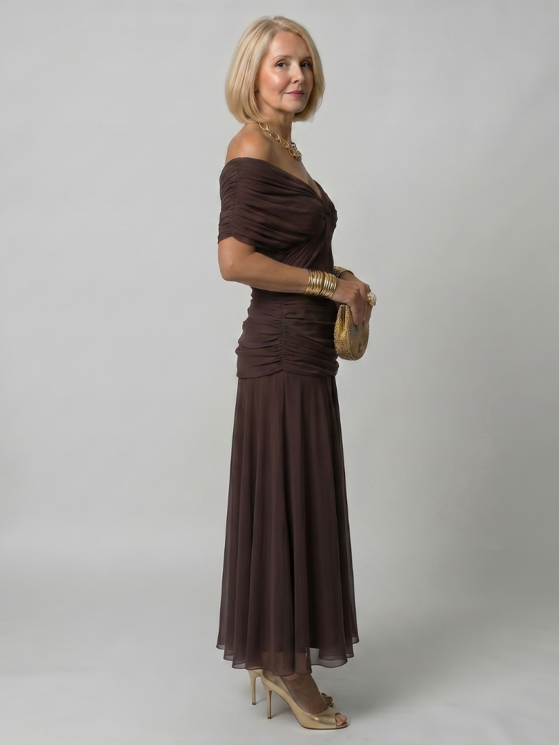 Calen | Off Shoulder Midi Dress – Lightweight and Comfortable Style for Women