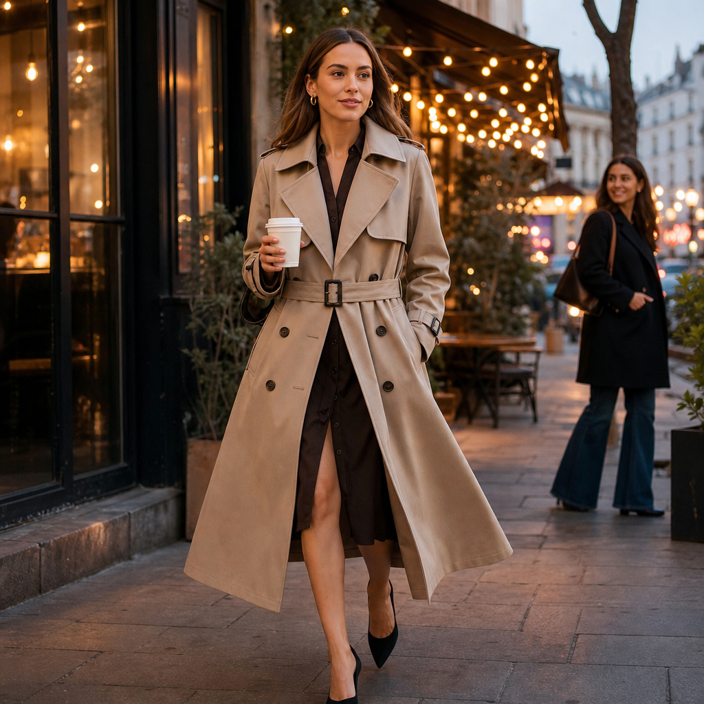 Winterly | Mid-Length Trench Coat – Belted Style for Women