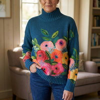 Margot | Maglione elegante a collo alto con motivi floreali