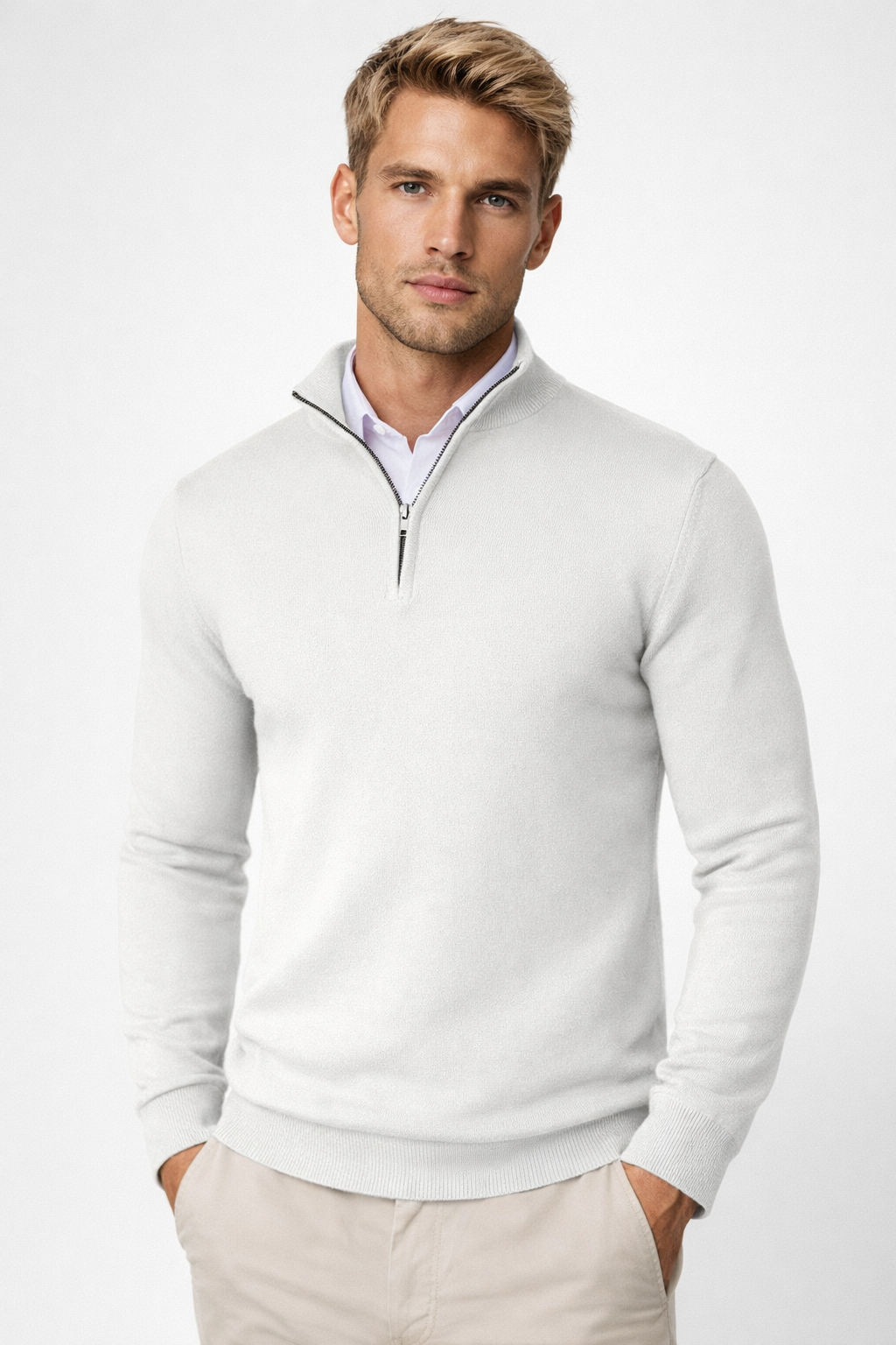 Oliver | Moderner Pullover mit halbem Reißverschluss und Stehkragen
