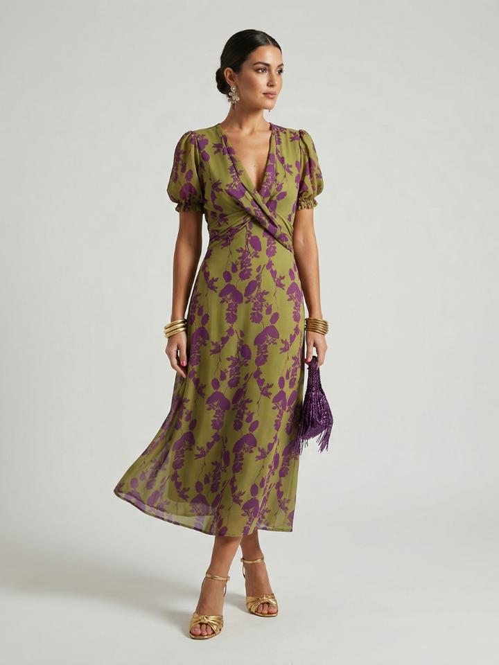 Virel | Floral Midi Dress – Wrap Style for Everyday Wear
