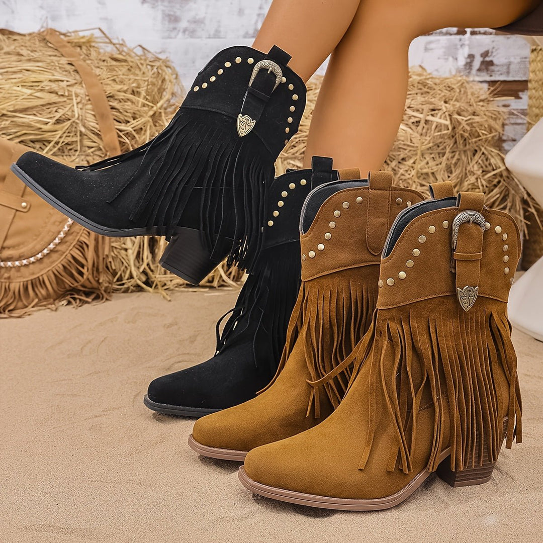 Elizabeth | Stylish And Studded Fringe Cowboy Boots