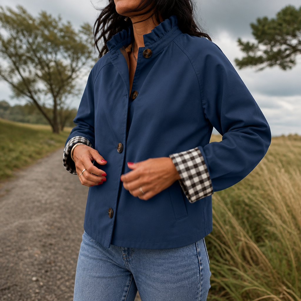 Cuff & Collar | Short Trench Coat – Stylish Plaid Cuffed Design