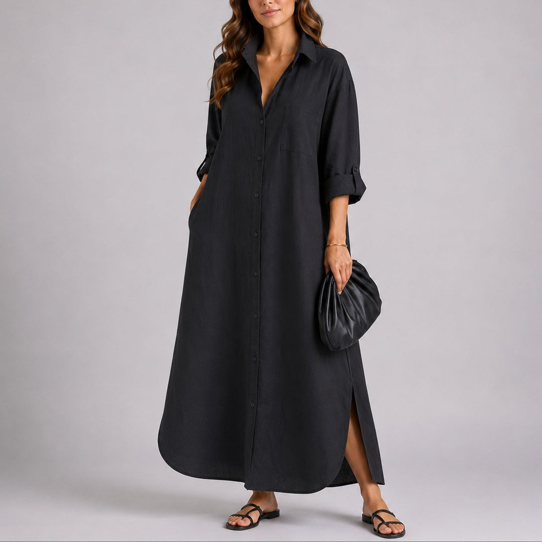 Florence | Übergroßes Maxi-Hemdkleid aus Leinen für Herbsthochzeiten