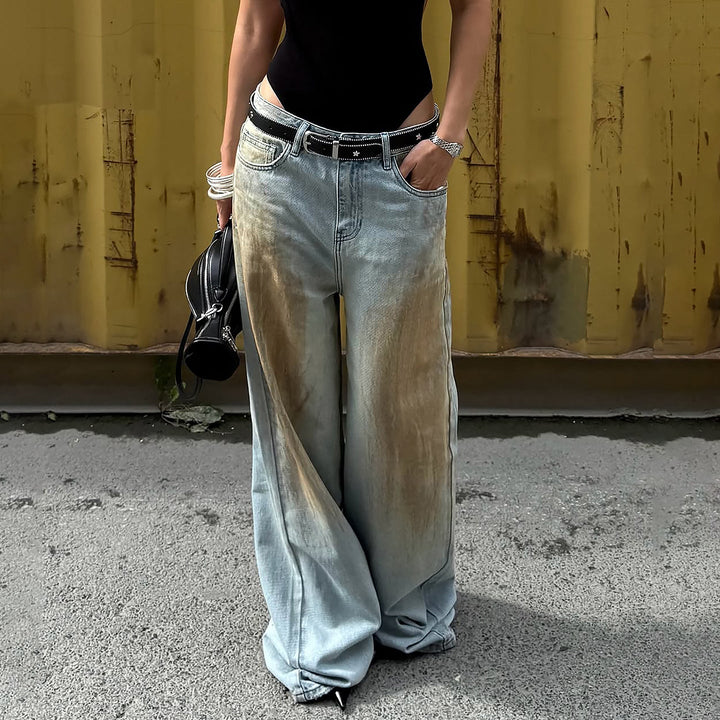 Sophia | Jeans a gamba larga dal lavaggio vintage di tendenza
