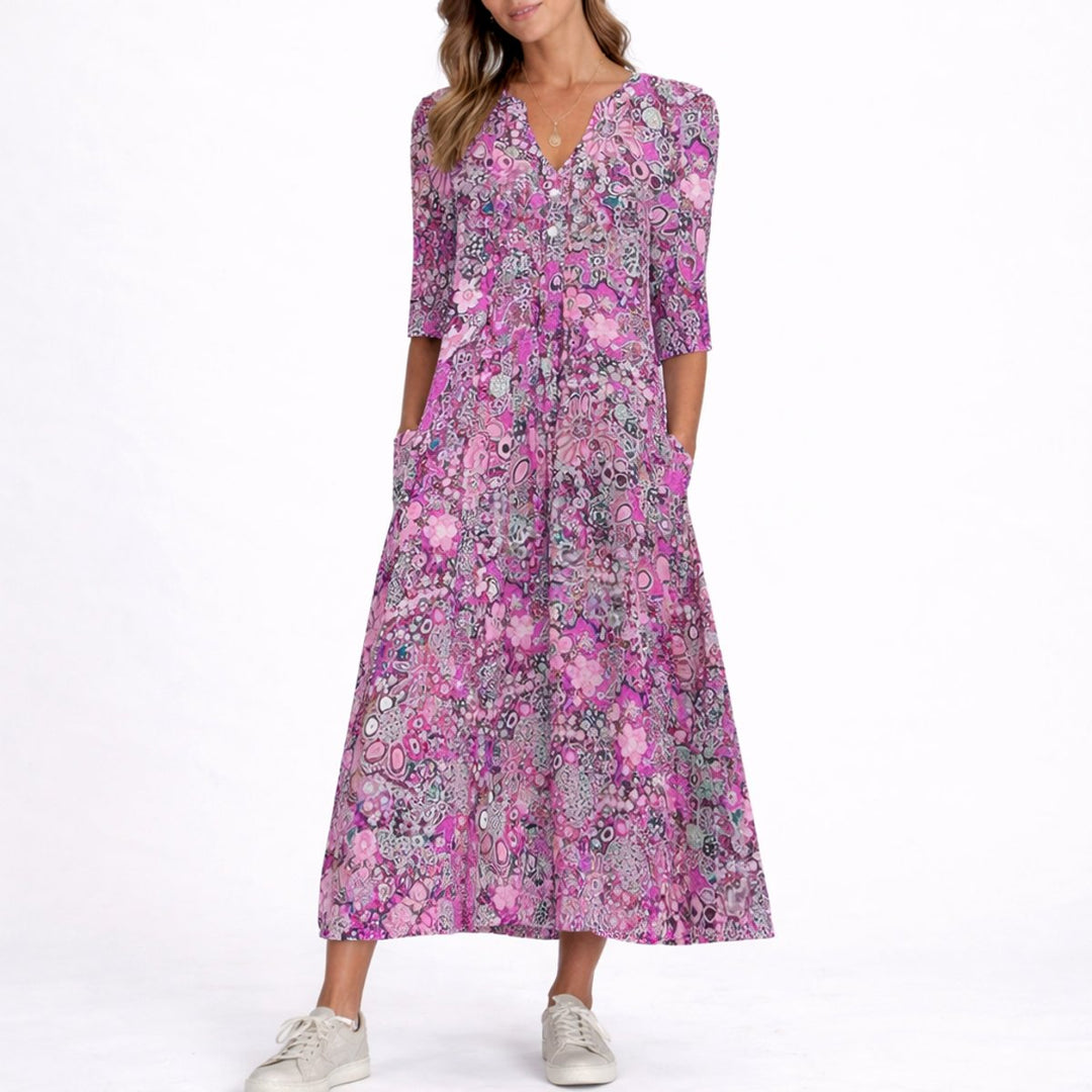 Georgia | Classic Fall Wedding Floral Midi Dress