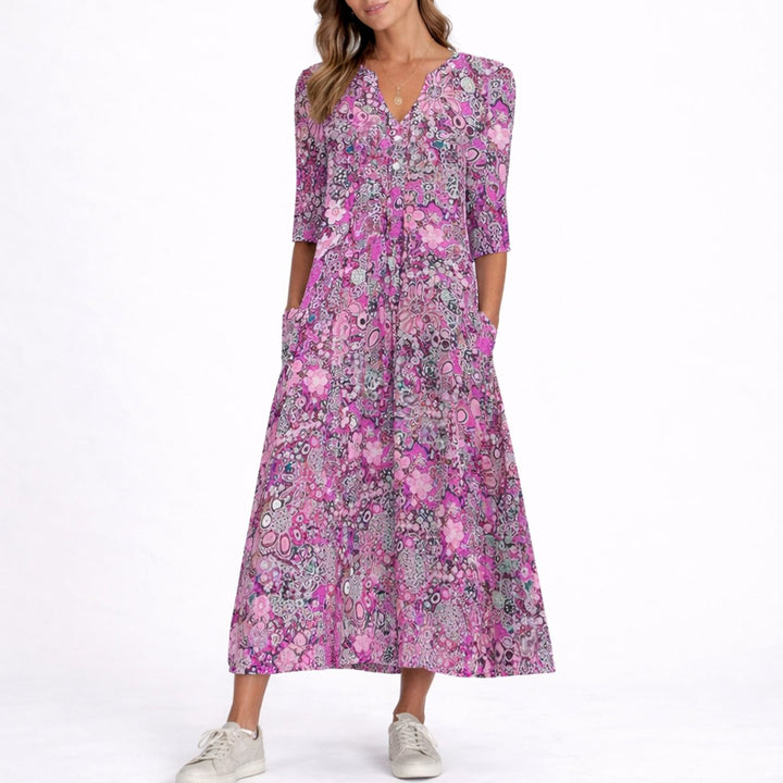 Georgia | Classic Fall Wedding Floral Midi Dress