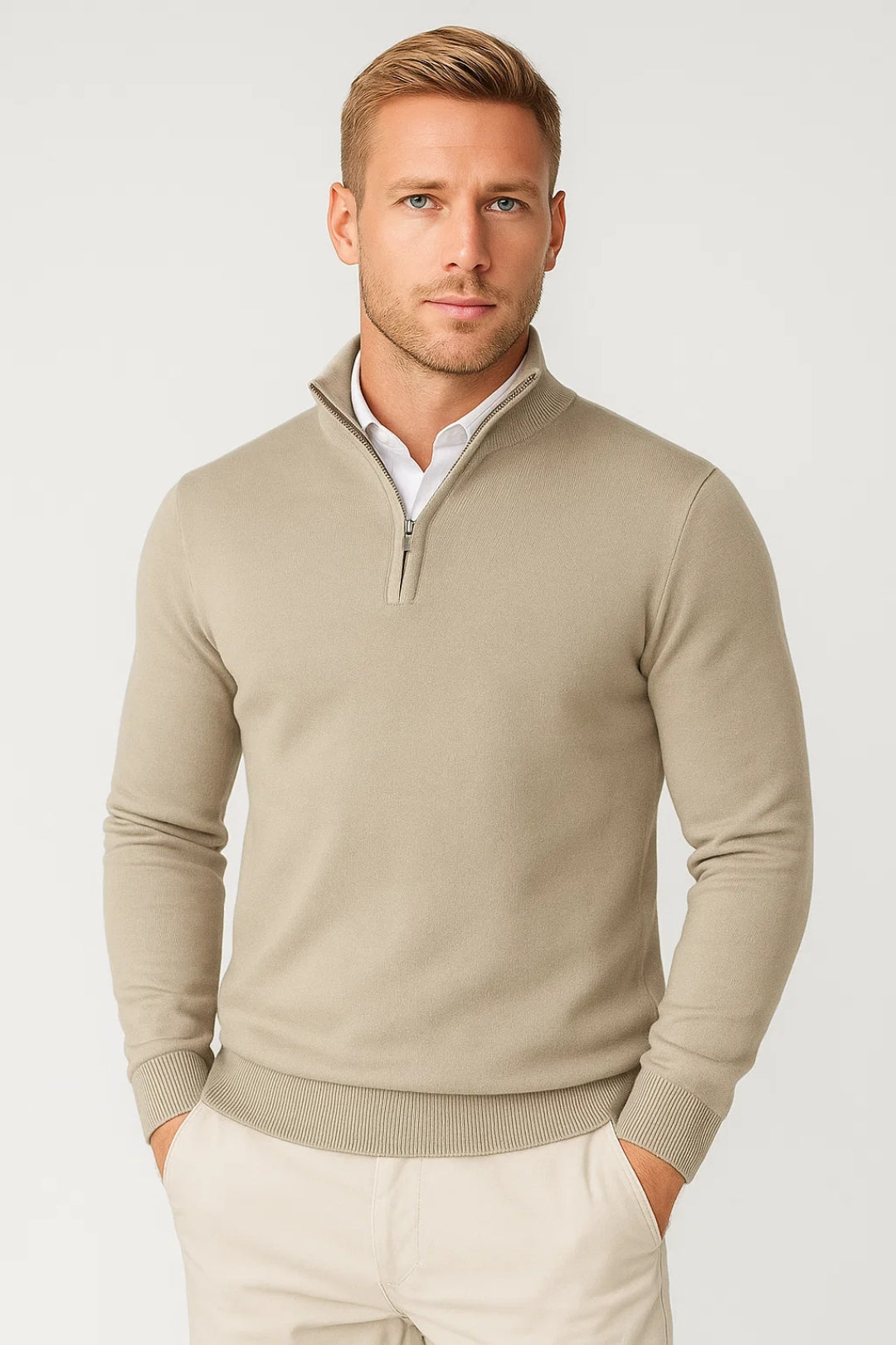 Oliver | Moderner Pullover mit halbem Reißverschluss und Stehkragen