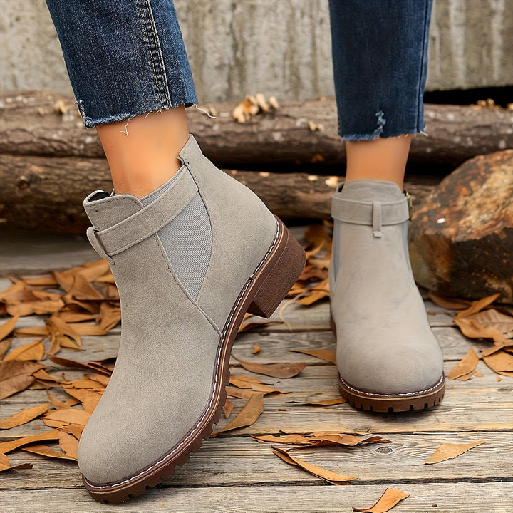 Matilde | Buckle-Strap Suede Chelsea Ankle Boots