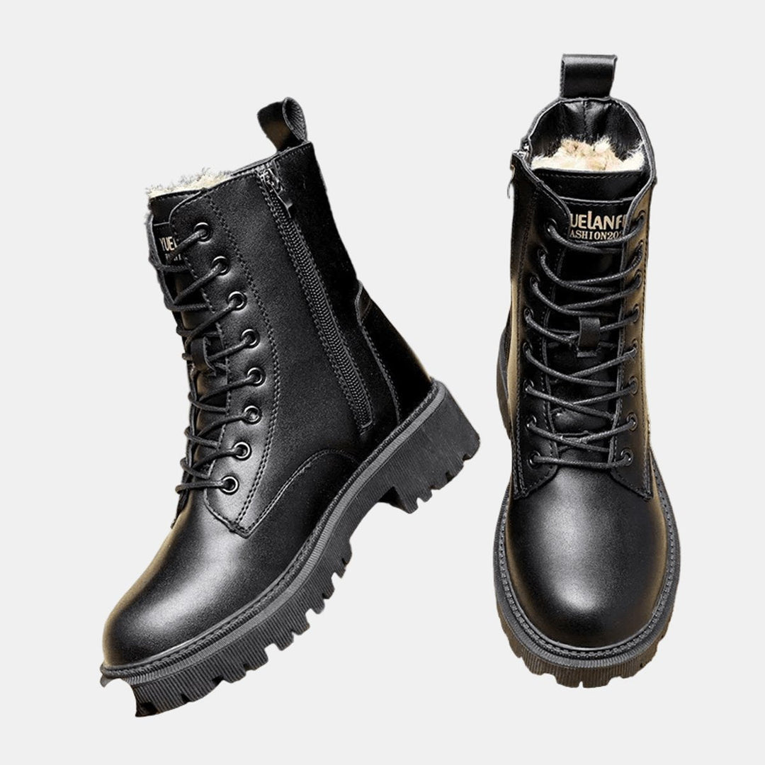 Gloria | Cozy Fleece-Lined Combat Ankle Boots for Winter
