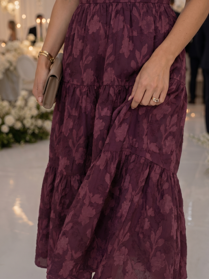 Elaria | Midi Dress – Textured Floral Detail for Women
