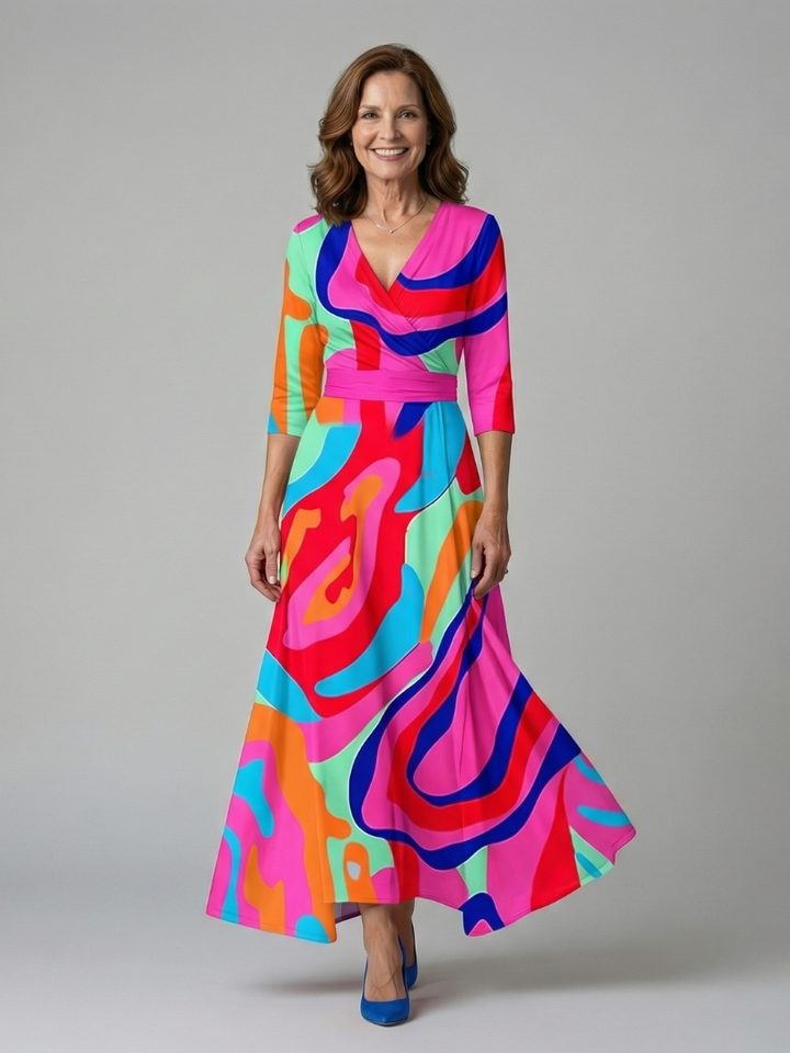Celine | Midi Dress – Floral Cross Wrap Style for Women