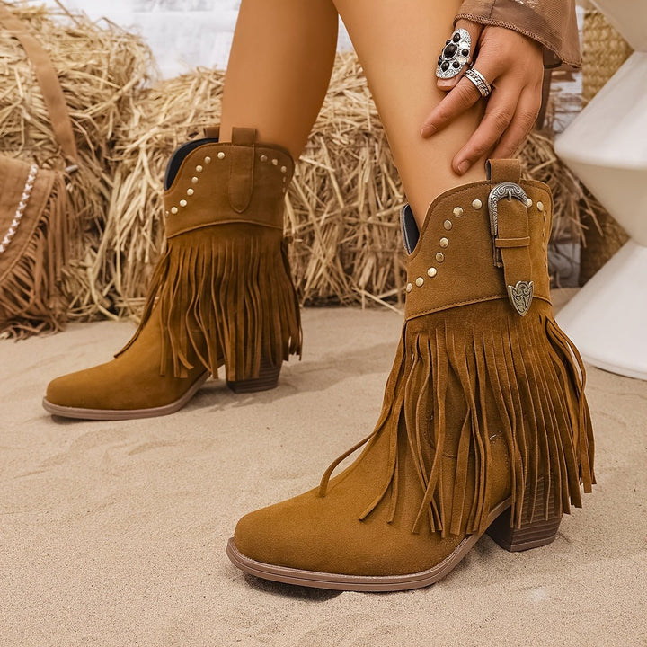 Elizabeth | Stylish And Studded Fringe Cowboy Boots