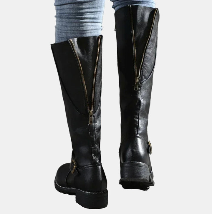 Giselle | Trendy Buckle Accent Knee High Boots