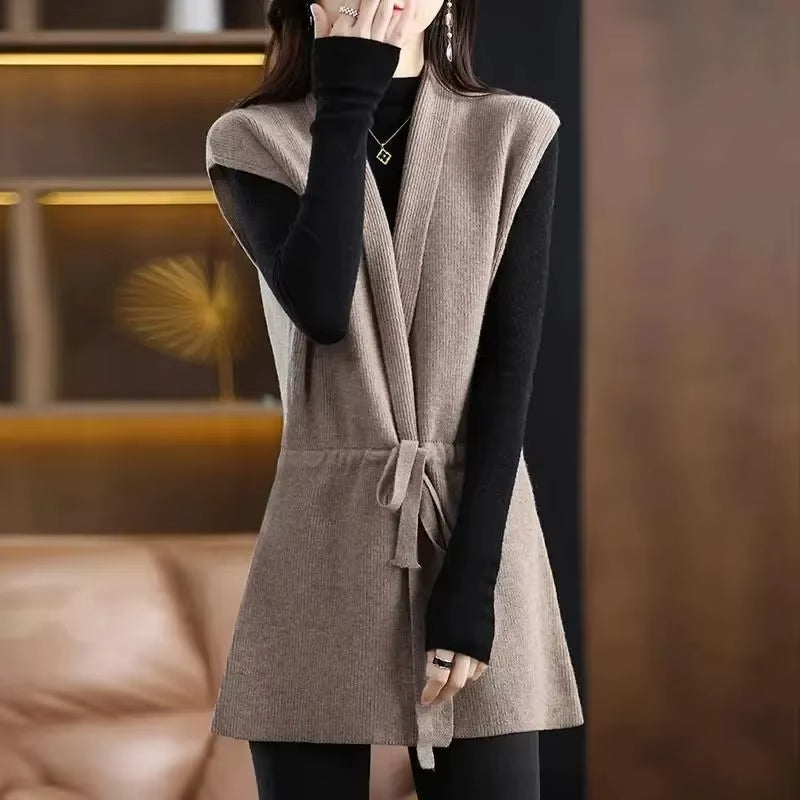 Charlotte | Luxurious And Refined Merino Wool Belted Vest