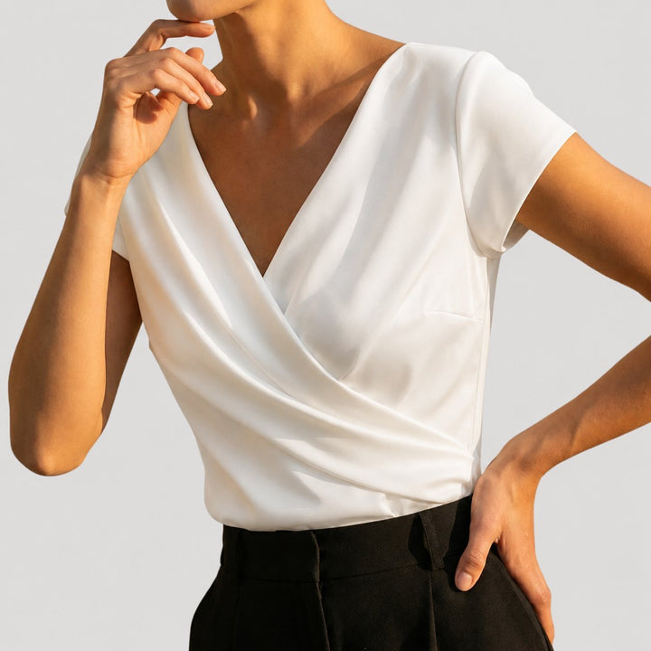 Gemma | Draped Wrap-Front Blouse for Effortless Elegance