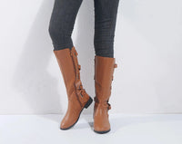 Adriana | Trendy Back Buckle Equestrian Knee High Boots