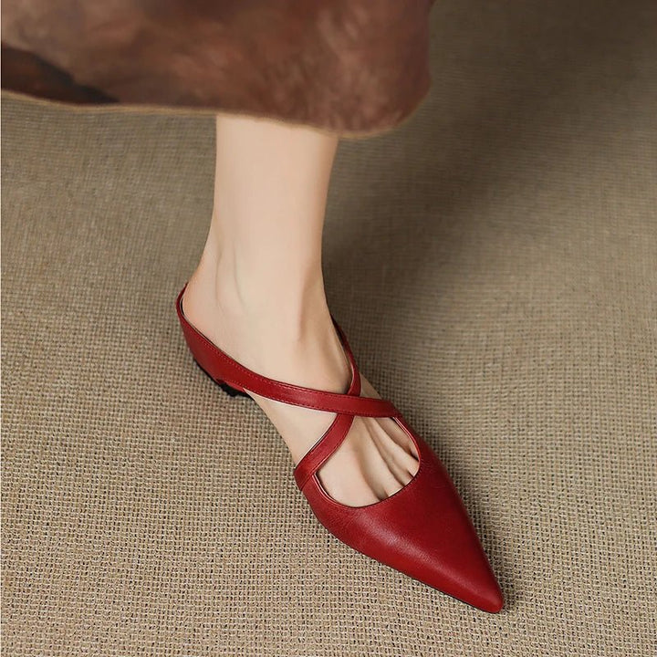 Harper | Mules in pelle – Eleganti con cinturini incrociati e tacco basso da donna