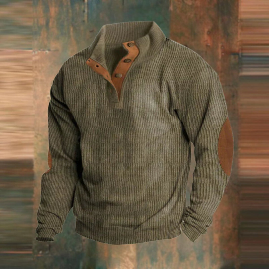 Maverick | Retro Ribbed Pullover with Button Collar