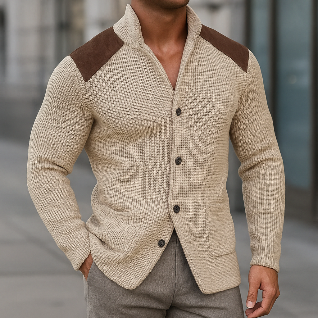 Lucas | Strukturierter Strickblazer mit raffinierten Details in Velourslederoptik