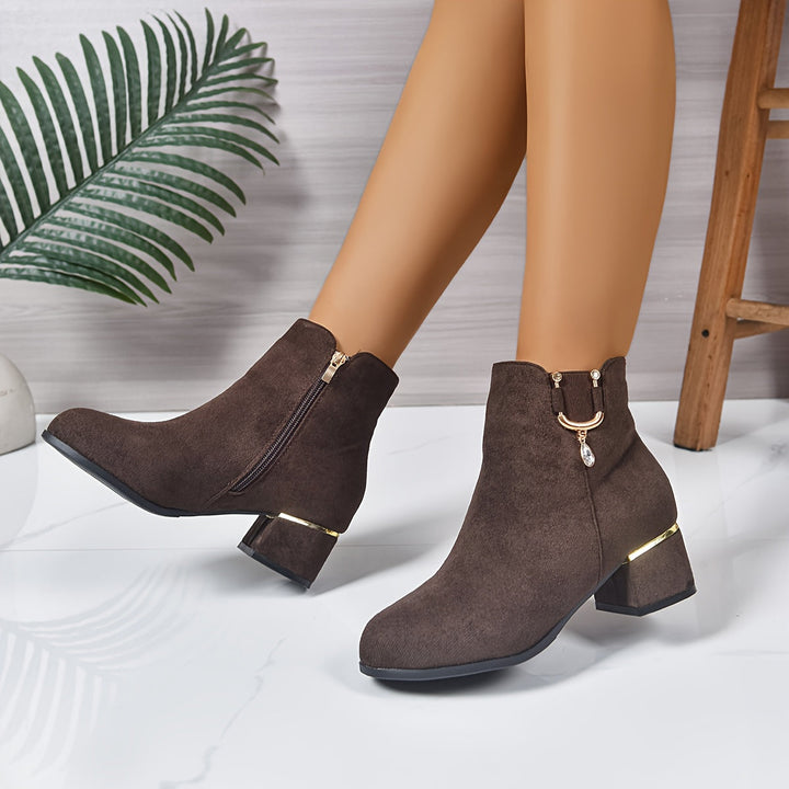 Hazel | Schicke Chelsea-Stiefeletten aus braunem Veloursleder