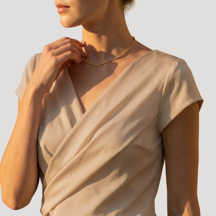 Gemma | Draped Wrap-Front Blouse for Effortless Elegance