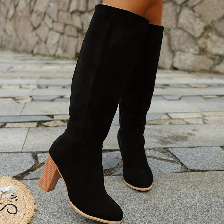 Sienna | Stivali da cowboy chic a gambale largo con tacco sovrapposto