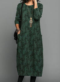 Grace | Botanical Print Winter Dress with Practical Pockets
