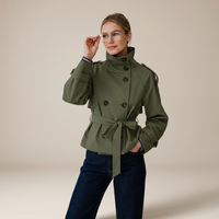 Amelia | Trendiger zweireihiger Trenchcoat mit Gürtel