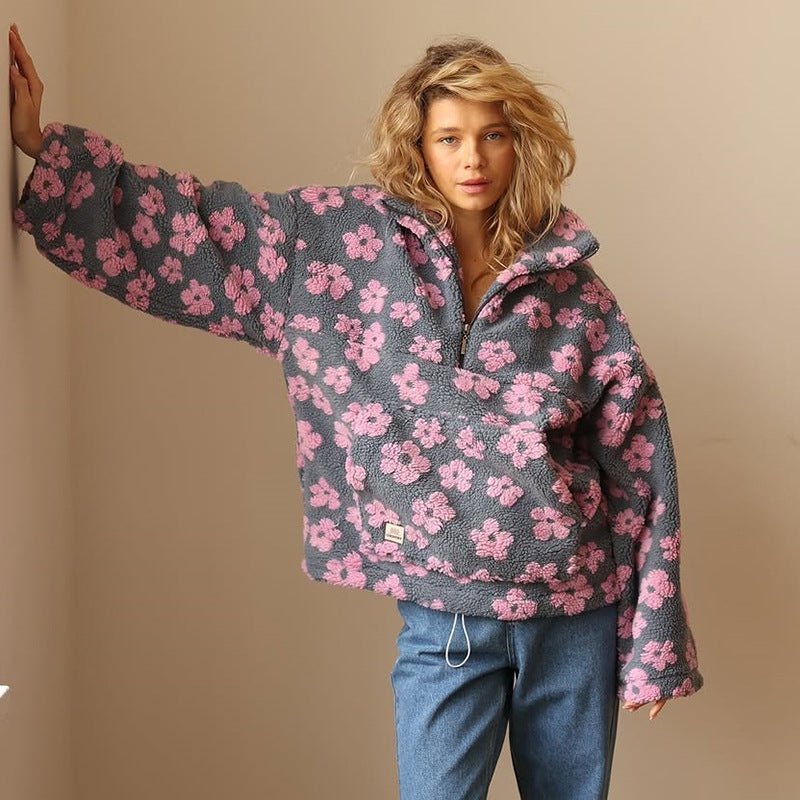 Lily | Cozy Oversized Floral Teddy Fleece Sweater