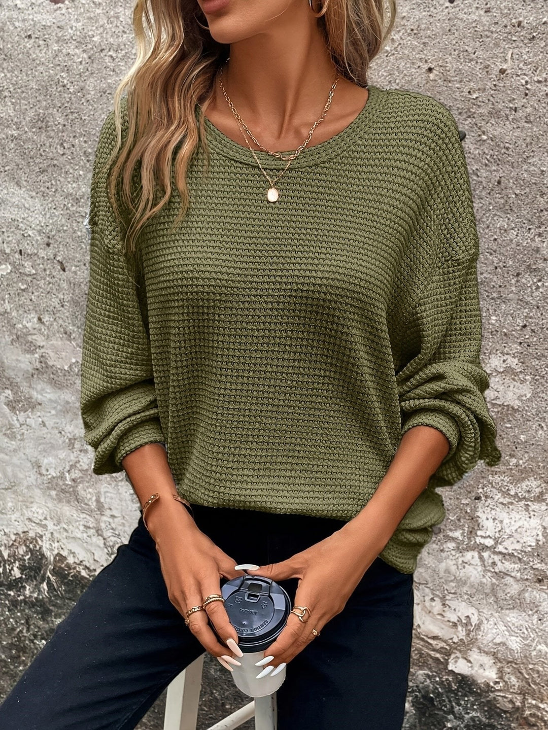 Carly | Waffle-Knit Sweater – Relaxed Comfort for Women