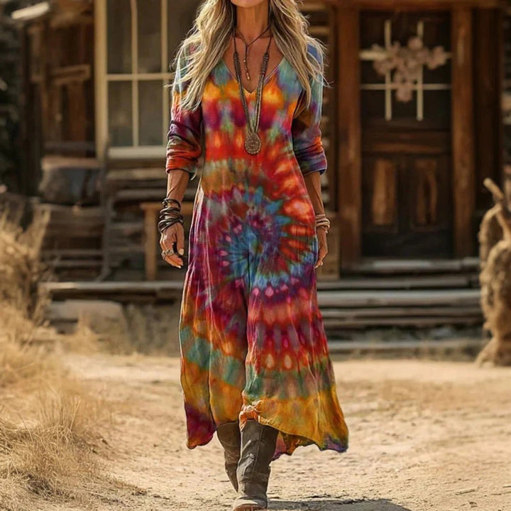 Seraphina | Effortless Boho Printed Long-Sleeved Maxi Dress