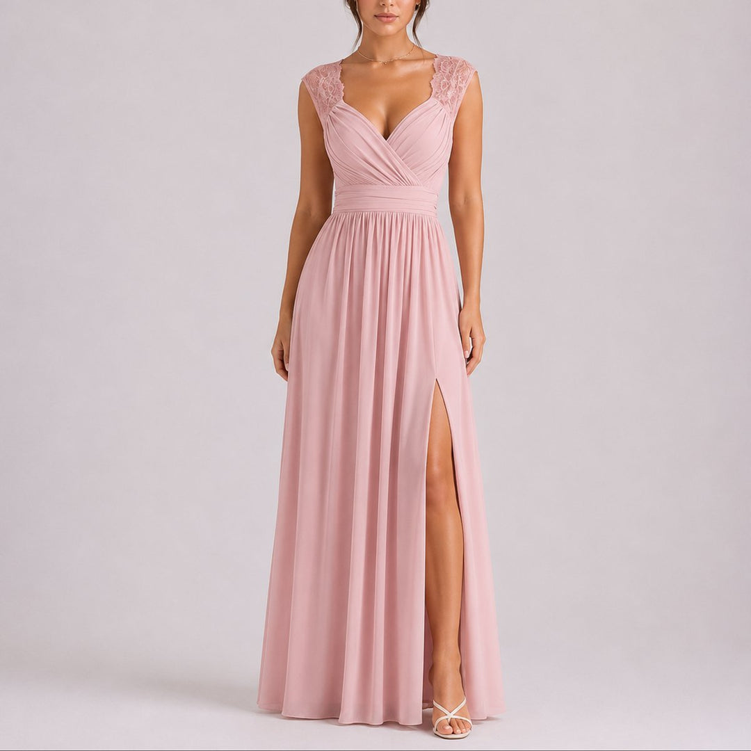 Ava | Lightweight Fall Wedding Lace Wrap Maxi Dress