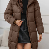 Elena | Elegante und kuschelige lange Kapuzen-Steppjacke