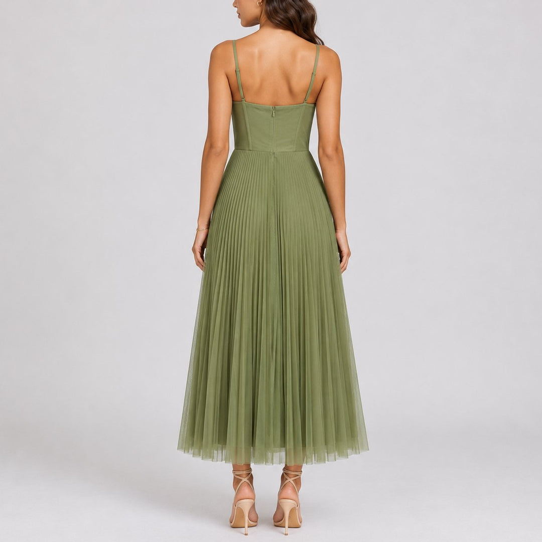 Stella | Elegant Fall Wedding Pleated Tulle Midi Dress
