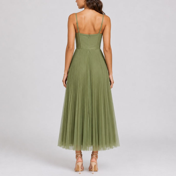 Stella | Elegant Fall Wedding Pleated Tulle Midi Dress