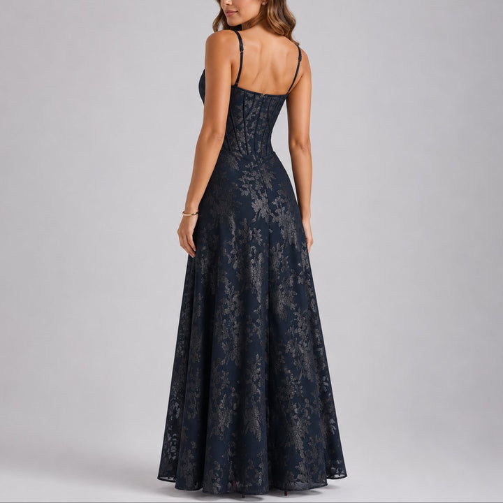 Sophia | Elegant Floral Corset Fall Wedding Maxi Dress