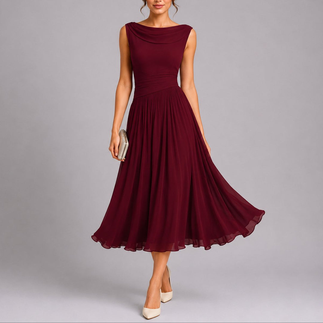 Olivia | Trendy Fall Wedding Pleated Midi Dress