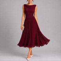 Olivia | Trendy Fall Wedding Pleated Midi Dress