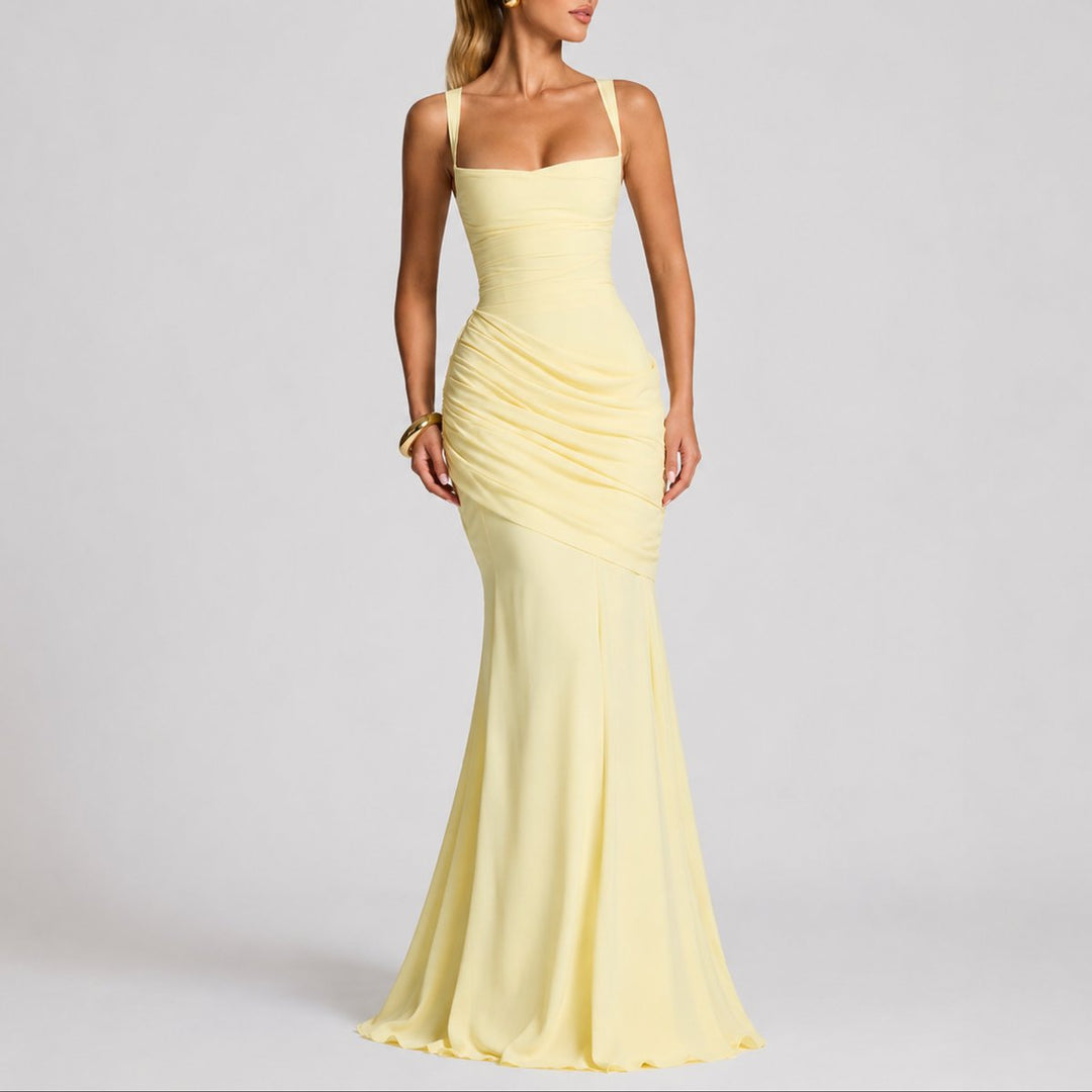 Grace | Elegantes und leichtes gerafftes Maxikleid für Herbsthochzeiten